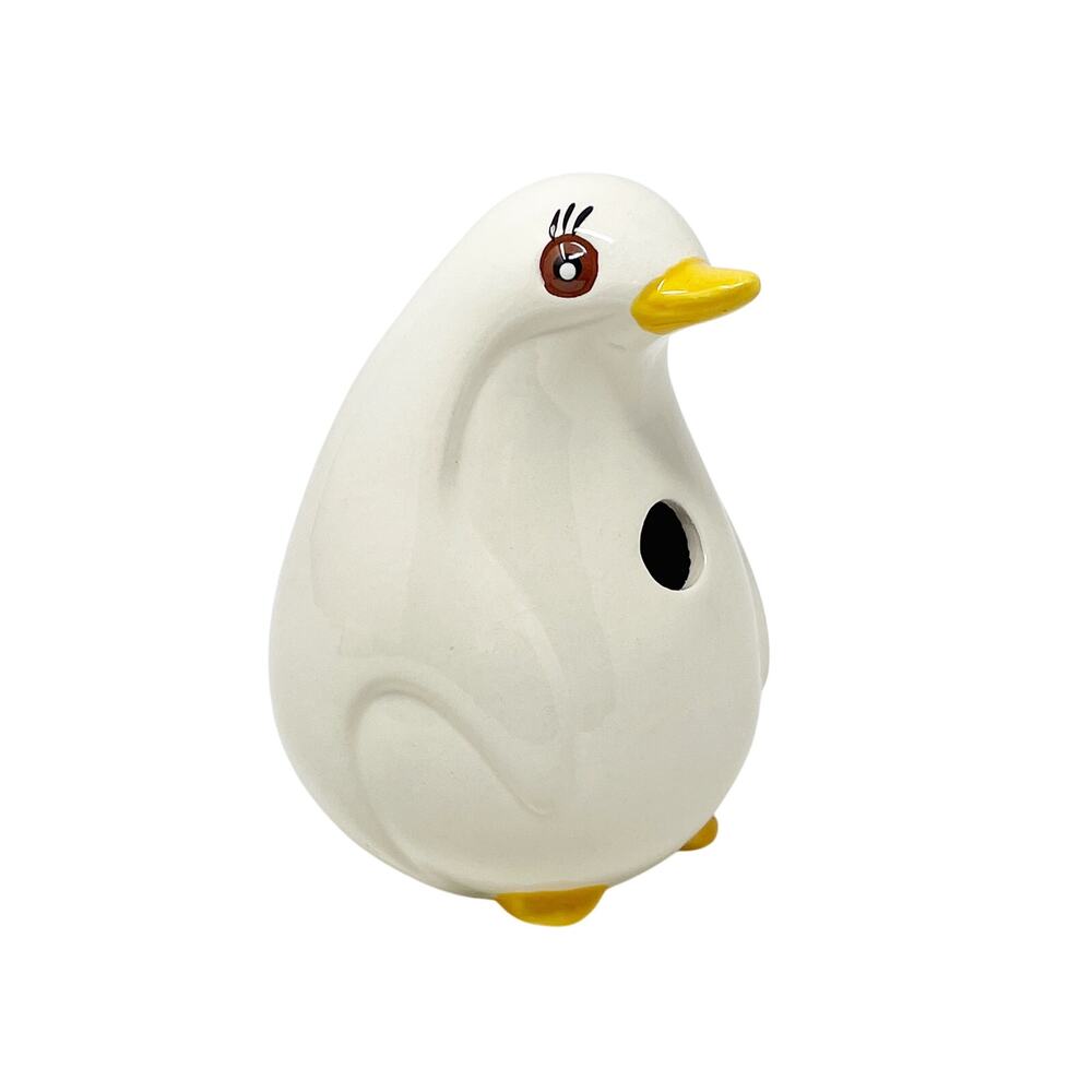 White Ceramic Penguin Bird Figurine Candle Holder Tea Light 5 Inches Pot Belly
